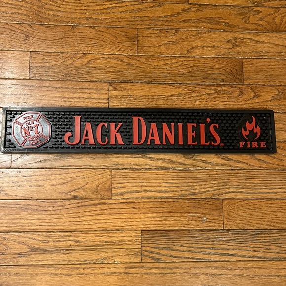 Jack Daniels Other - NEW! JACK DANIELS WHISKEY 21" RUBBER BAR MAT Tennessee Fire Dept MANCAVE